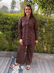 Black Buta Handblock Co-ord Set by MySanskritam