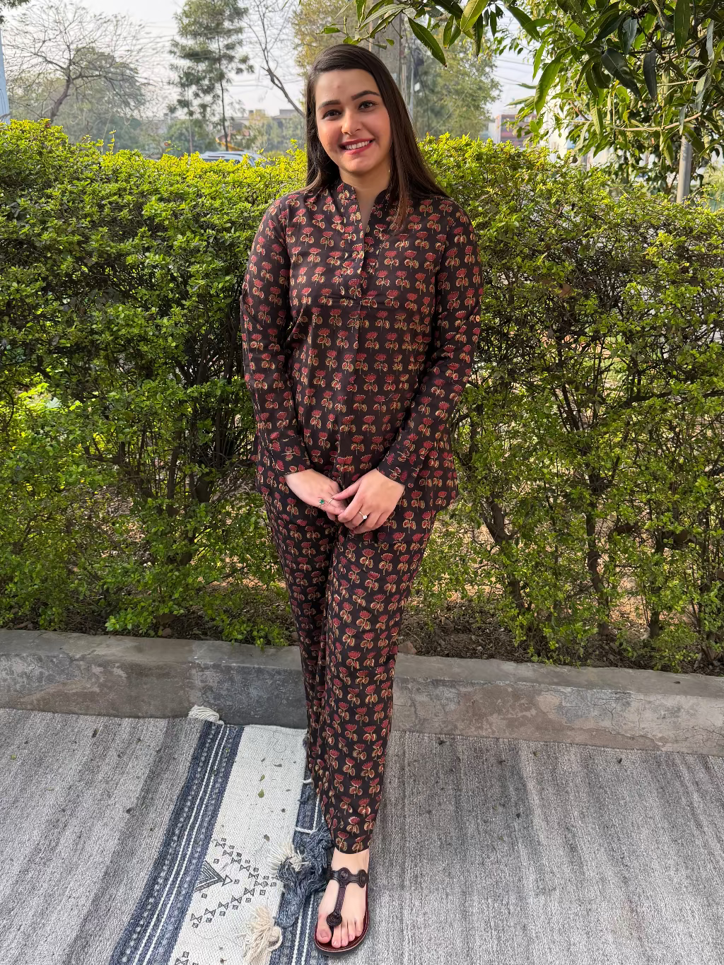 Black Buta Handblock Co-ord Set by MySanskritam