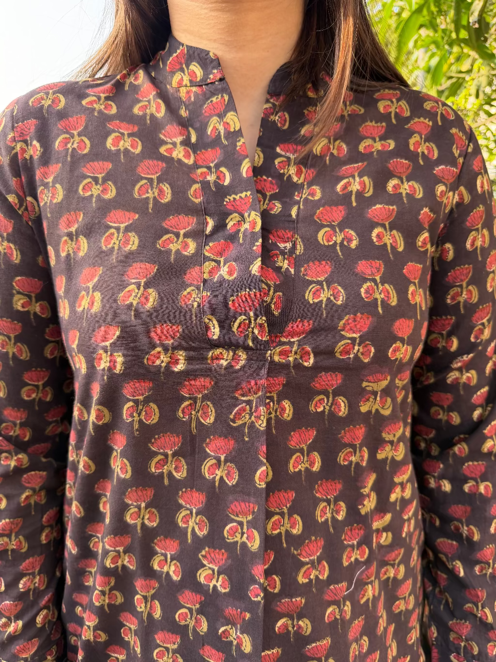 Black Buta Handblock Co-ord Set close up by MySanskritam