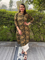 Mehendi Green Ambi Kurta by Sanskritam