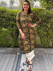Mehendi Green Ambi Kurta by Sanskritam