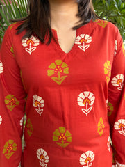 Orange flower kurti with farshi salwar