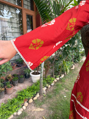 Orange flower kurti with farshi salwar