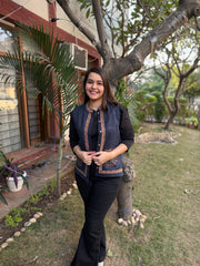 Indigo Embroidered woollen Sidra (Waist coat)