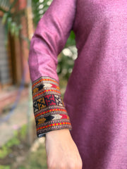 Dark Pink kullu border kurti
