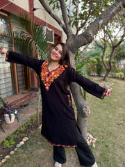 Black embroidered Phiran (Loose fitting)
