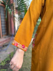 Mustard embroidered Phiran (Loose fitting)