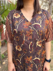 Brown floral digital printed Shirt