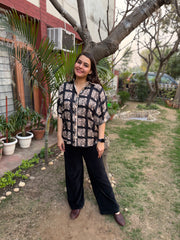 Black beige digital printed shirt