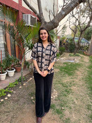 Black beige digital printed shirt