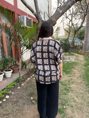 Black beige digital printed shirt