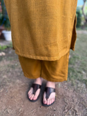 Mustard Border solid woollen coord set