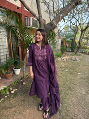 Purple embroidered Full suit set
