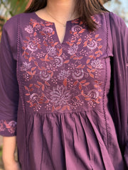 Purple embroidered Full suit set