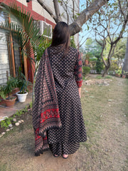 Black sanganeri Aline suit set