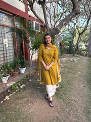 Mustard embroidered Suit set