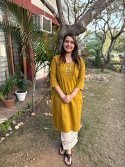 Mustard embroidered Suit set