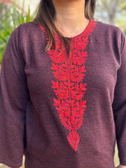 Coca-cola embroidered woollen short kurti