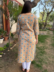 Beige Ferozi Kali kurta
