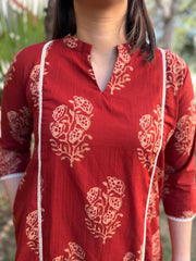 Rust Buta Aline kurta with pocket