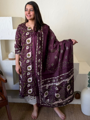Burgundy Sanganeri Kurta duppata set