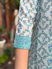 Light blue floral handblock Suit Set
