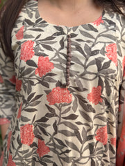 Peach floral Aline full suit set