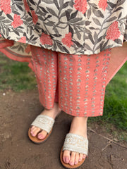 Peach floral Aline full suit set