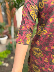 Brown floral suit set with designer duppata