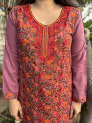 Pink embroidered Woollen full suit set