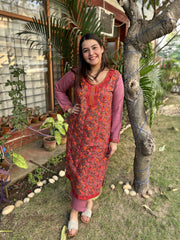 Pink embroidered Woollen full suit set