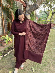 Dark brown Woollen full suit set