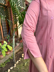 Soft pink embroidered A-line Kurta