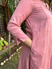 Soft pink embroidered A-line Kurta