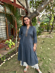 Blue floral Aline Kurta