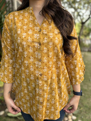 Mustard floral Button shirt