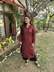 Maroon ambi woollen kurta