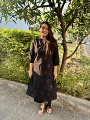 Black full embroidered Long kurta