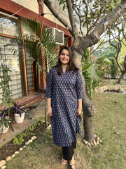 Blue flower printed kurta