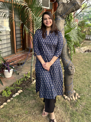 Blue flower printed kurta