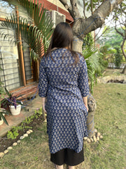 Blue flower printed kurta