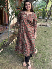 Mehendi green floral Print aline kurta