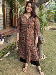 Mehendi green floral Print aline kurta