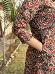 Mehendi green floral Print aline kurta