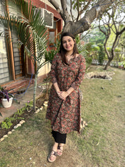 Mehendi green floral Print aline kurta