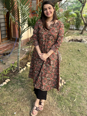 Mehendi green floral Print aline kurta