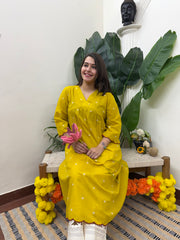 Nimbu peela south cotton Aline kurta