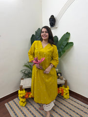 Nimbu peela south cotton Aline kurta