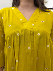 Nimbu peela south cotton Aline kurta