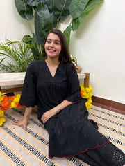 Black buti south cotton Aline kurta